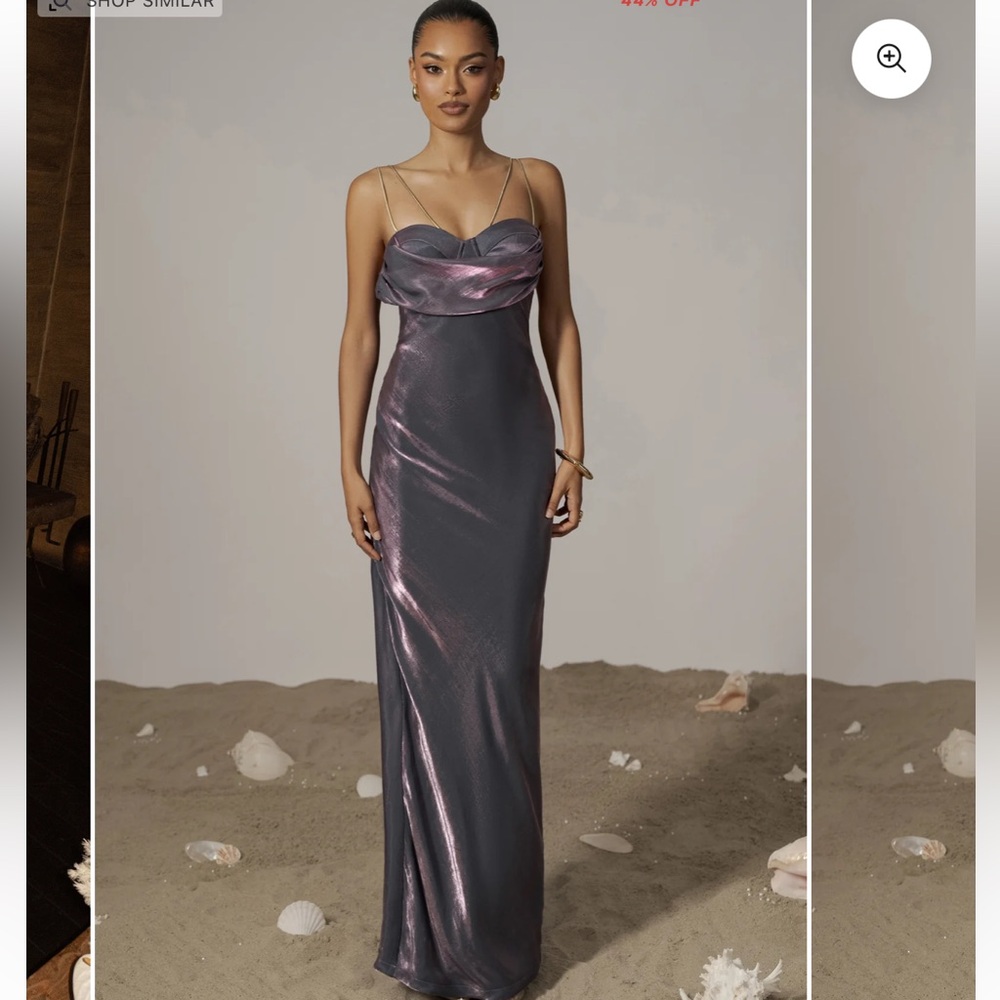 NEW JLUXLABEL Visions Of You Iridescent Metallic Purple Evening Maxi Dress, XXL